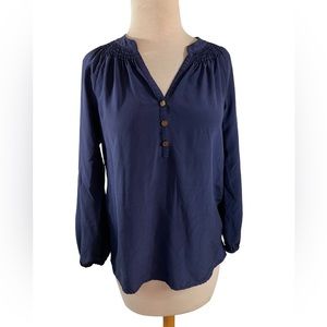 Lilly Pulitzer Long Sleeve Blouse Size XXS EUC Silk Gathered Sleeves V-N…